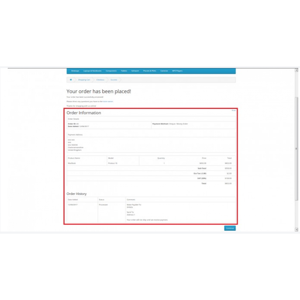 SHOW INVOICE AT ORDER SUCCESS PAGE[OCMOD&VQMOD]